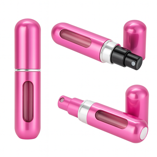 PERFUMERO COLOR FUCSIA PORTATIL AUTO RECARGABLE EN SPRAY 5ML